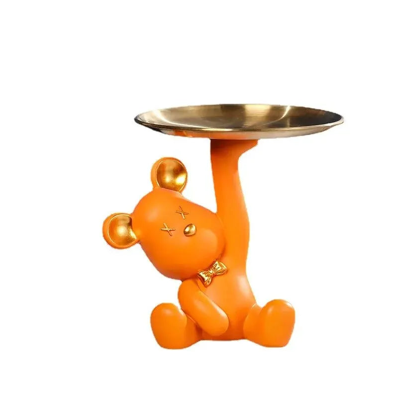 Entrance Key Storage Tray Decoration Living Room Office Desktop Light Luxury Home Bear Tray Decoration