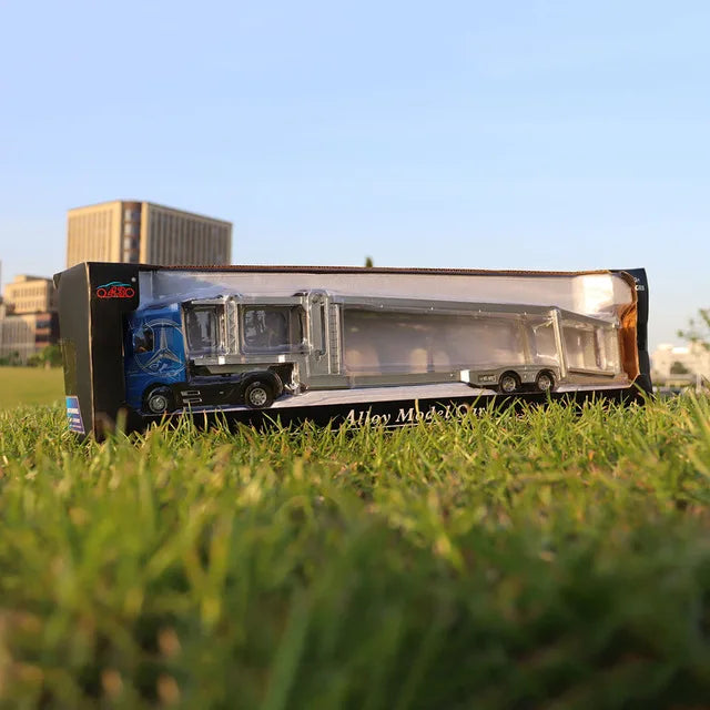 1:50 Large Diecast Alloy Truck Car Model Toys Container Pull Back Sound And Light Transport Vehicles Model Toys For Boys Gifts
