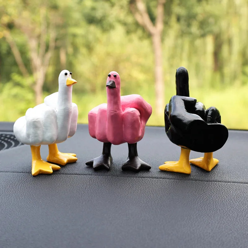 Middle Finger Duck Decoration Funny Little Duck Resin Figurine