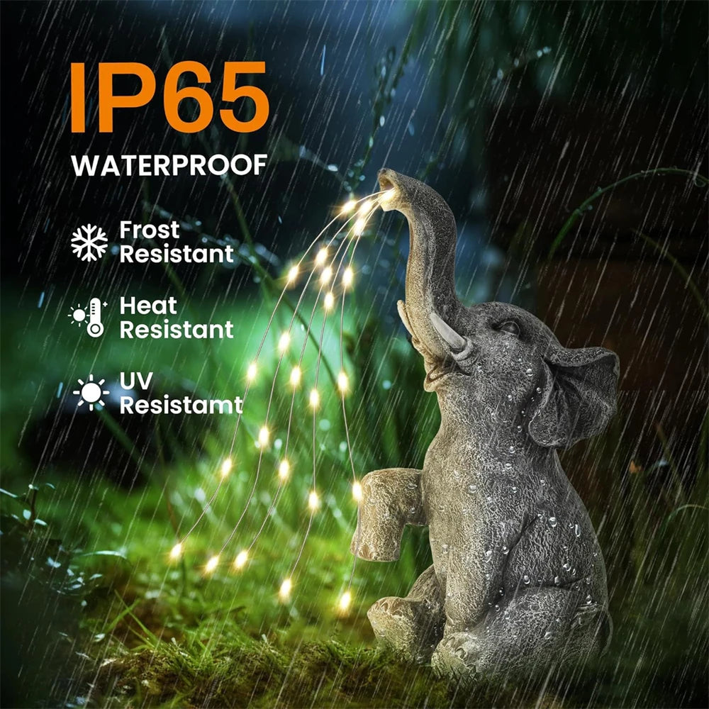 Solar Resin Elephant Ornament Light Outdoor String Lights Courtyard Crafts Garden Lawn Elephant Animal Landscape Light