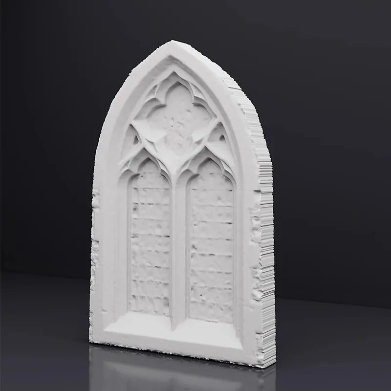 Church Window Plaster Bas-Relief Sculpture Nordic Home Decor Art Modern Ornament Desktop Display Aesthetic Room Decor