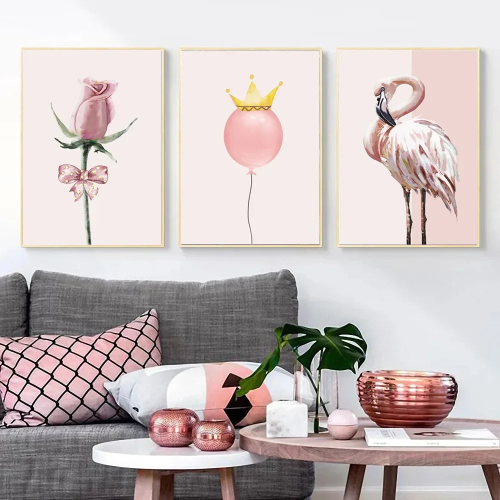 Minimalist Boho Pink Art Canvas Wall Decor Poster And Prints Tropical