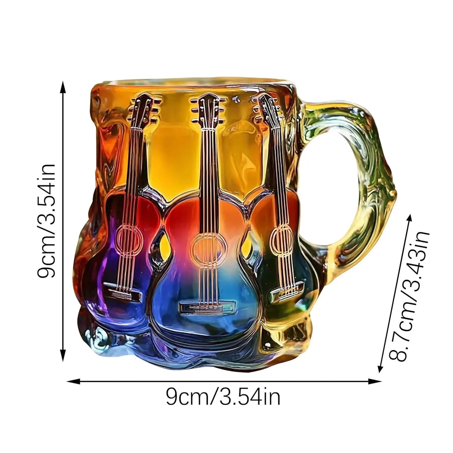 Personalized Creative Guitar Art Mug High-capacity Novelty Practical Coffee Mug Colorful Transparent Handicraft Ornament Cup