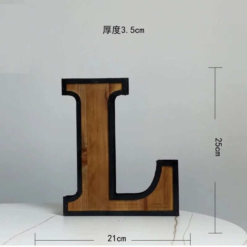 Industrial Style Uppercase English Letter Combination Distressed Solid Wood Bar Ornaments Cafe Shop Logo Decor Desktop Crafts