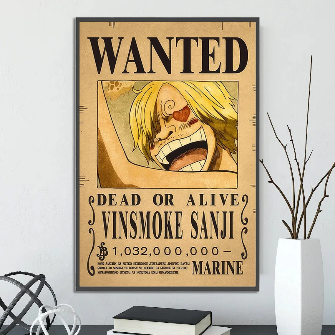 One Piece Self-adhesive Poster Bounty Order Luffy Wallpapr Ace Figures Nami Home Decoration Painting Anime Zoro Wall Art Sanji