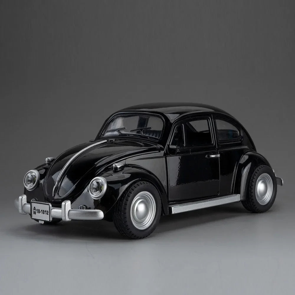 1:18 Scale Beetle 1955 Models Cars Alloy Diecast Toys Light Music Car Rubber Tires Pull Back Vehicles for Kids Collection Gifts