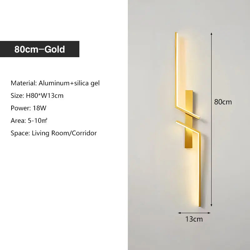 Black Gold Indoor LED Wall Lamps for TV Sofa Background Bedroom Nordic LED Wall Lights Decor Corridor Aisle Wall Sconce Lighting