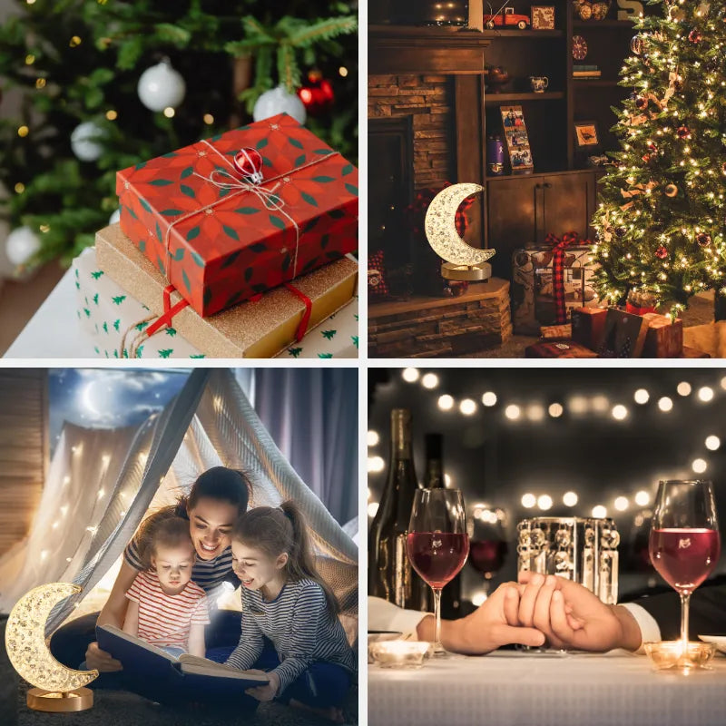 Bedroom Crystal Touch Dimming Night Light Girls Room Home Decor Aesthetics USB Bedside LED Ambient Table 3d Moon Lamp