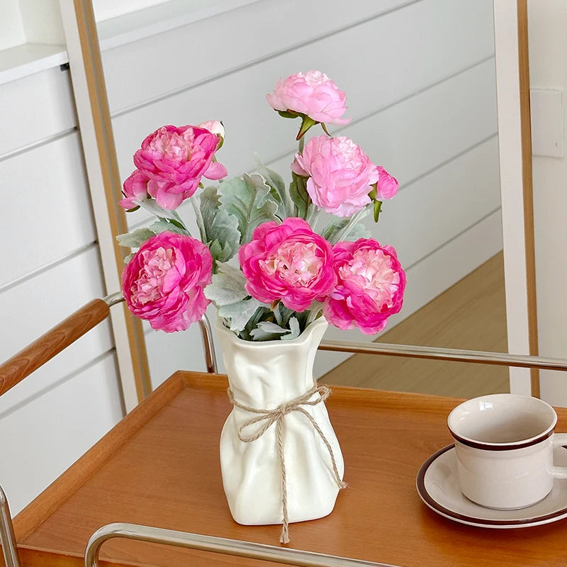 French Cream Style Vase Home Living Room Flower Arrangement Light Luxury Premium Dining Table Decoration Vase Flower Utensils