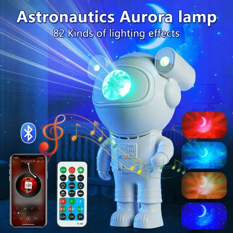 USB Robot Galaxy Star Projector Starry Sky Night Light Astronaut Lamp Home  Room Decor Decoration Bedroom