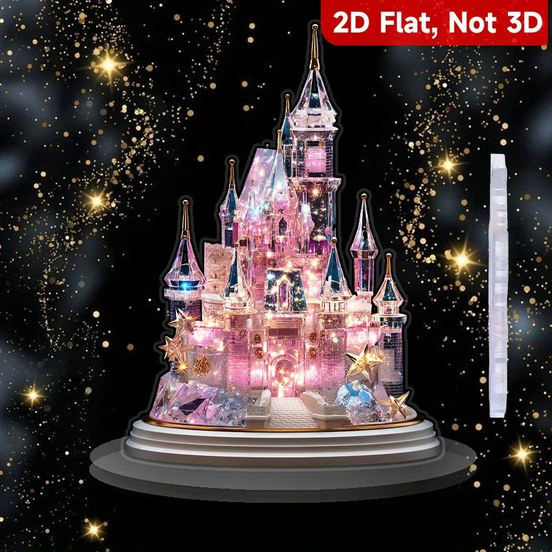 1PC Dreamy 2D Castle Desktop Decoration, Fairy Tale Style Castle Shape Home Decoration, Study, Living Room, Bedroom Decoration