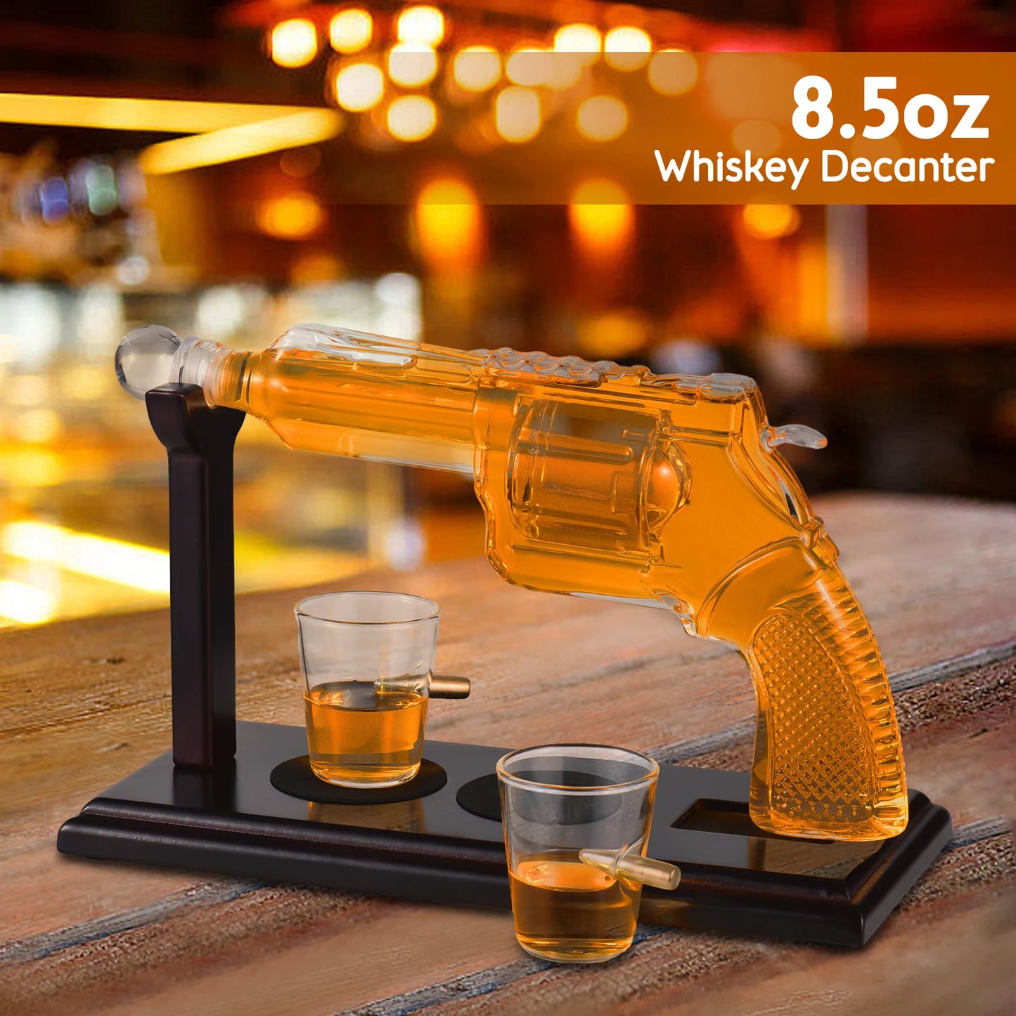 Whiskey Decanter Sets for Unique Whiskey Gifts for Men 8.5 OZ Pistol Shaped Cool Liquor Dispenser for Home Bar Drinking Party