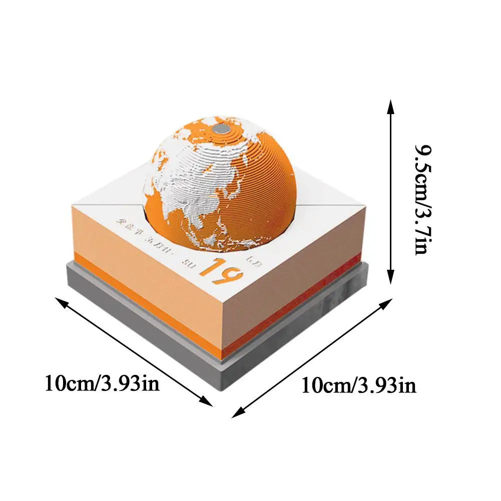 3D Notepad Stereo Earth Desk Calendar Memo Pad Earth Model Sculpture Gift 3D Memo Pad Block Notes Offices Paper Notes Decor