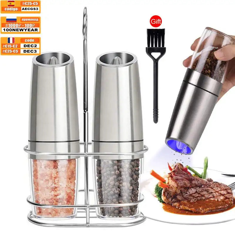Electric Pepper Mill Gravity Induction Salt and Pepper Grinder Automatic  Kitchen