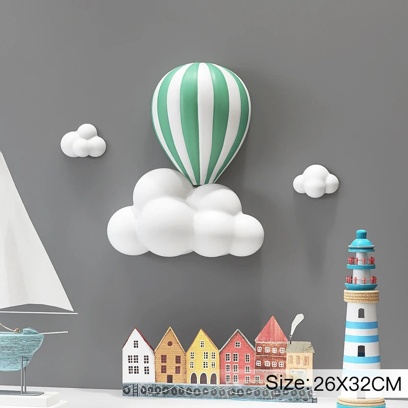Nordic Hot Air Balloon 3D Wall Decor Living Room Sofa Background Art Wall Decor Modern Home Christmas Decorations Handicrafts