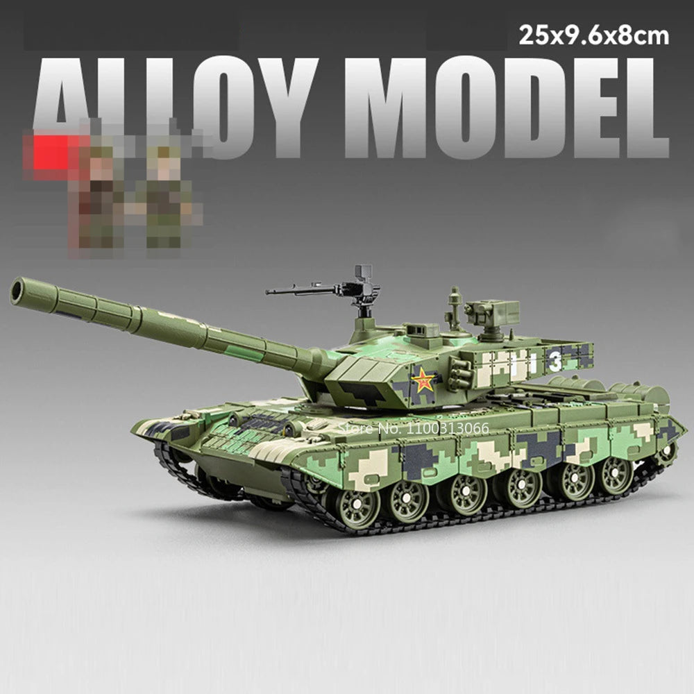 1/32 Scale T99A Main Battle Tank Spray Version Car Model Toy Metal Diecasting with Light Music Toys Kids Birthday Collect Gifts
