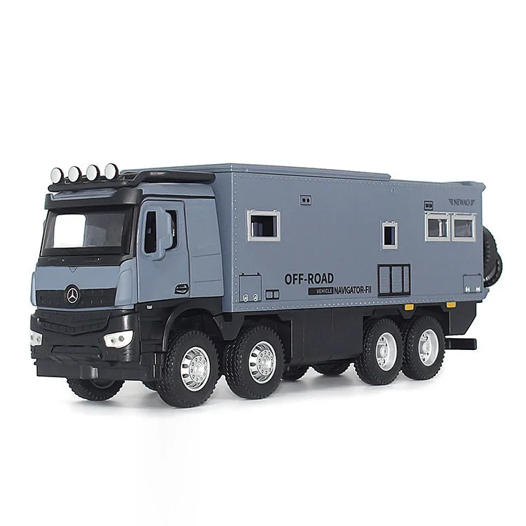 1/24 Nomadism Off-road RV Model Cars Toys Alloy Diecasting Rubber Tires Motor Home Models Light Sound Vehicle Kids Birthday Gift