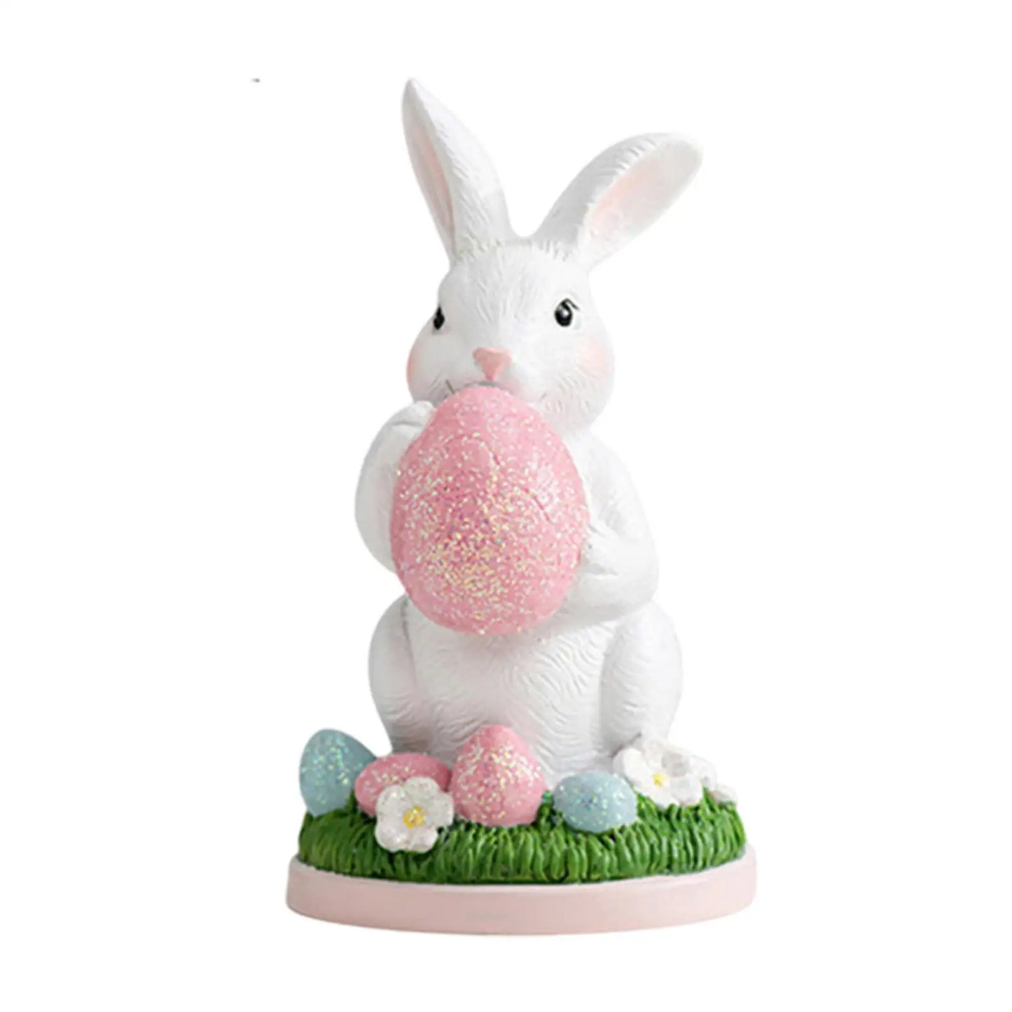 Easter Bunny Statue Desktop Decoration Collectible Holiday Decor Resin Ornament