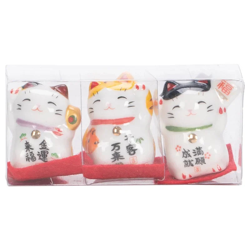 Japanese Ceramic Daruma Crafts Cartoon Lucky Cat Fortune Ornament Landscape Home Decor Accessories Gifts Living Room Decoration