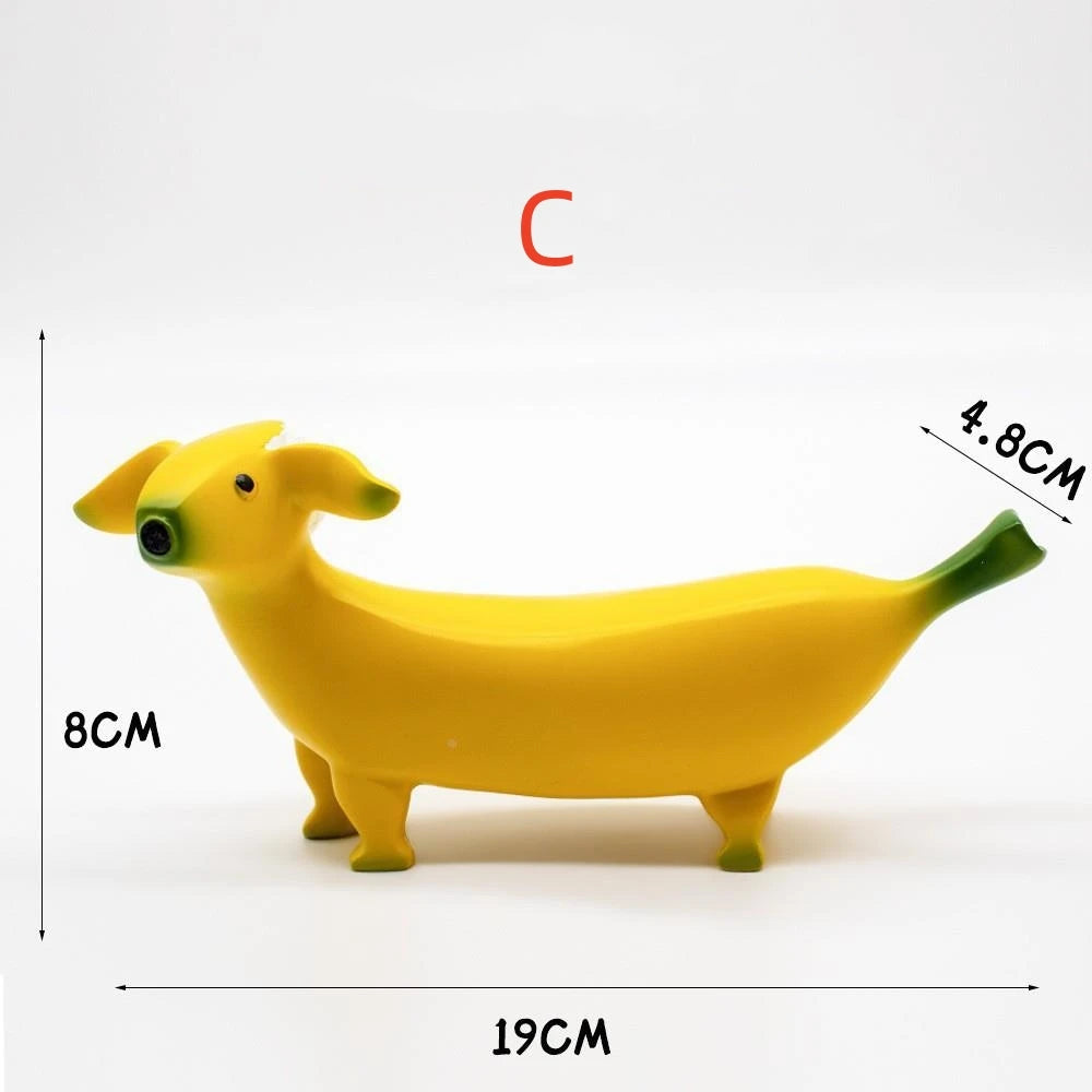 Originality Figurine Banana Dog Resin Ornaments Modern Home Decoration Cute and Interesting Desktop Bedroom Living Room Statue