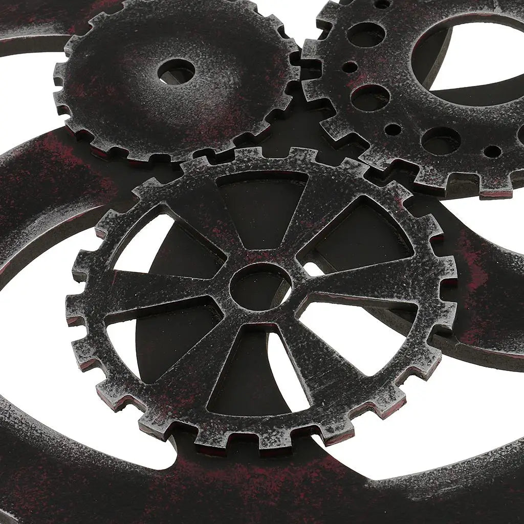 Large Retro Wooden Gear Ornaments for Home Bar Wall Hanging Decoration 40cm