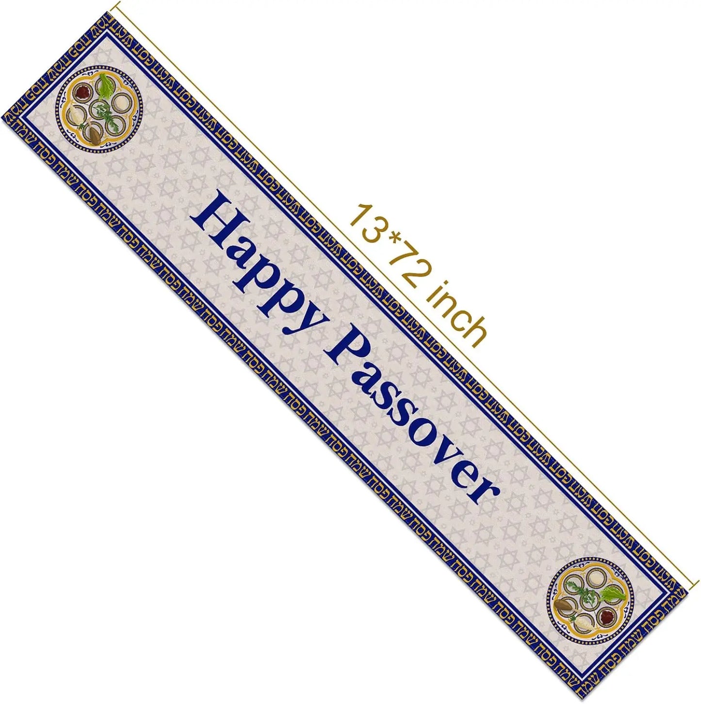 Happy Passover Linen Table Runner Party Decor Pesach Star of David Jewish Table Runners Dining Room Mantle Fireplace Decorations