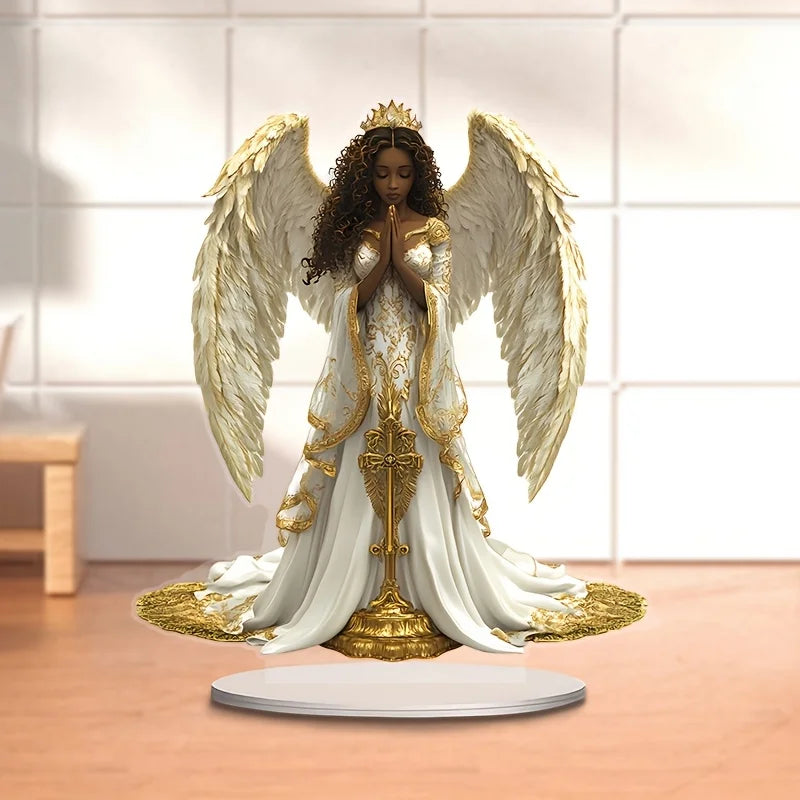 2D Flat African Angel Statue/acrylic Desktop Decoration/with Stand, Suitable for Home and Office Decoration and Gifts