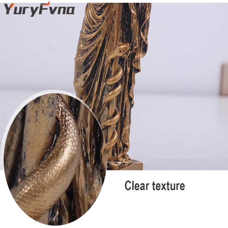 YuryFvna Greek Medical God Sculpture, Asclepius Medicine Bronze Statue for Home Desktop Decoration