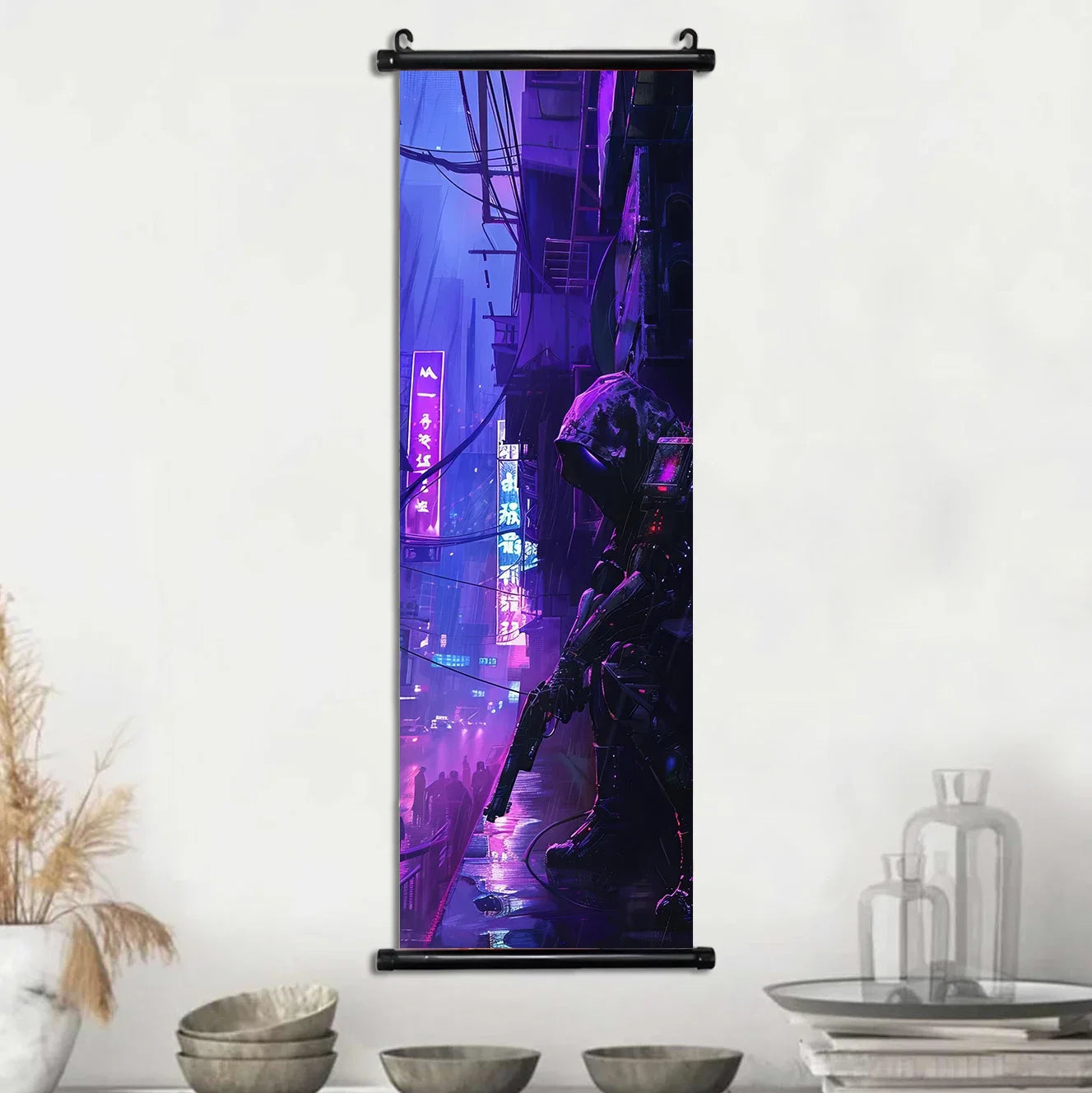 Cyberpunk City Wallpaper Wall Artwork Canvas Painting Picture Print Home Decoration Art Gaming Room Hanging Scroll Poster Gift