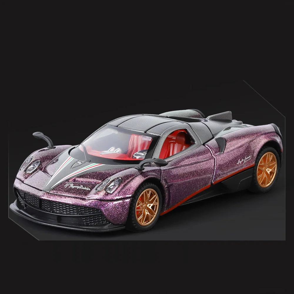 1:32 Pagani Huayra Roadster BC Toy Cars Model Alloy Diecast with Light Music Sports Car 4 Doors Opened Vehicle Toddler Kids Gift
