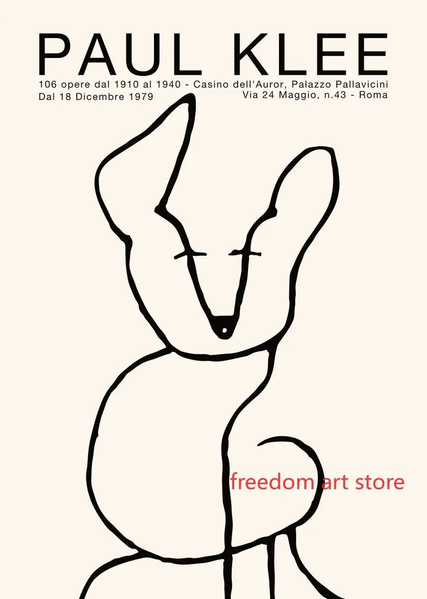 Abstract Paul Klee Exhibition 1959 Artworks Line Dog Cat Art Posters Canvas Painting Wall Prints Picture Living Room Home Decor