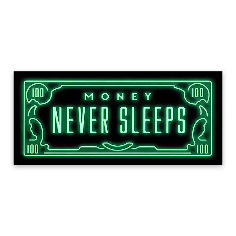 Green Glitter Coin Alphabet Wall Art Vintage Art Dollar Canvas Painting Painted Coins Creative Money Design Unframed Poster