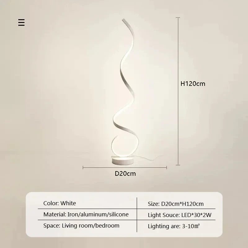Smart LED Floor Lamp Spiral Lighting Remote Control Dimmable Lamp Bedroom Lamp Study Lamp Living Room Sofa Home Decor Led Lamps