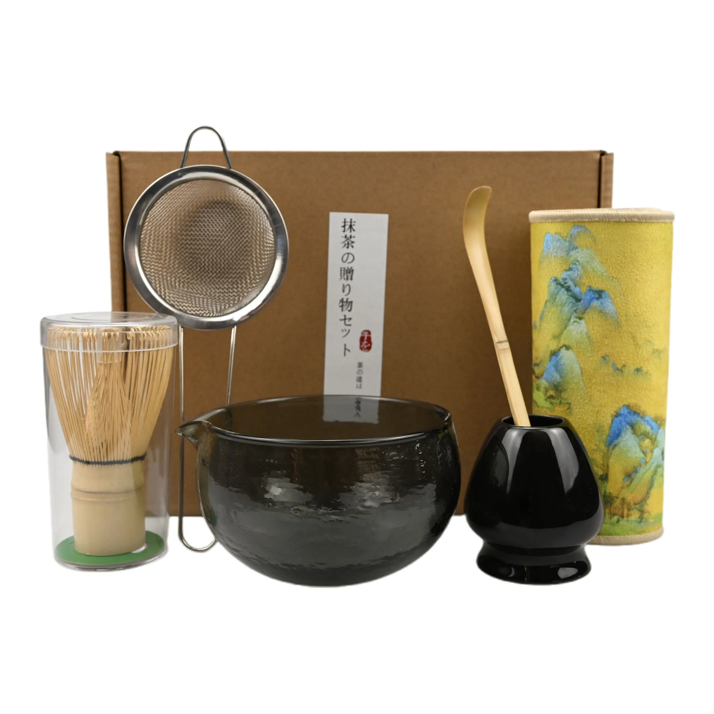6PCS/Set Japanese-style matcha bowl ,Cloth, Spoon, Strainer, Tea Whisk, Perfect Gift For Ceremony, Traditional Decoration
