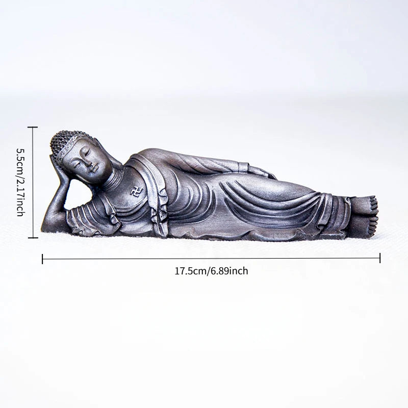 Zen Reclining Buddha Sakyamuni Buddha Statue Ornaments Desktop Ornament Purely Handmade Crafts Desk Tea Table Art Figurine Decor