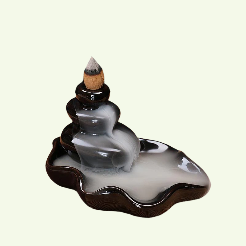 SPACEKEEPER Ceramic Backflow Incense Burner for Meditation
