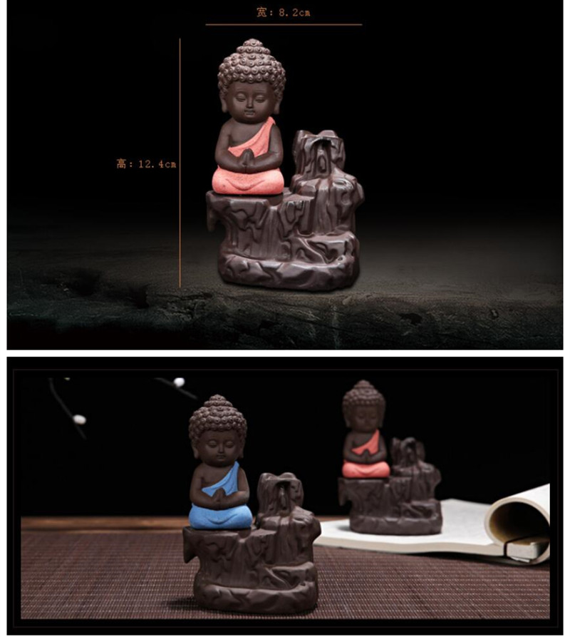 연기 폭포 향이 버너 부처