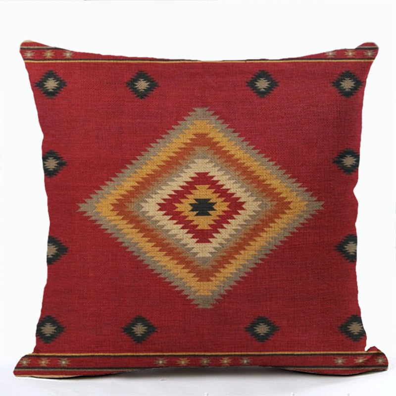 Pola Bohemian Bantal Linen Kasing Multicolors Abstrak Geometri Etnis Cetak Bantal Dekoratif Kasus Ruang Tamu Sofa Bantal