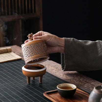 Antique indoor ceramic incense burner sandalwood burner Chinese ancient Zen home decoration incense burner censer