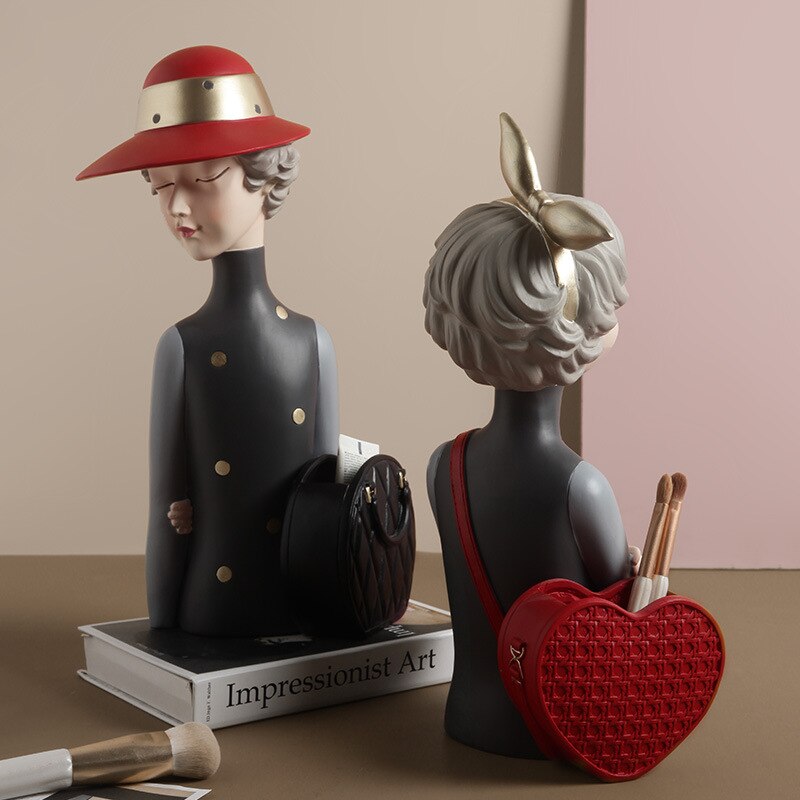 ديكور المنزل، تمثال فتاة مصغر، تمثال الشكل، مزهرية الزهور، النحت، ديكور الطاولة الحديثة، غرفة المعيشة، الديكور، فن المكتب
