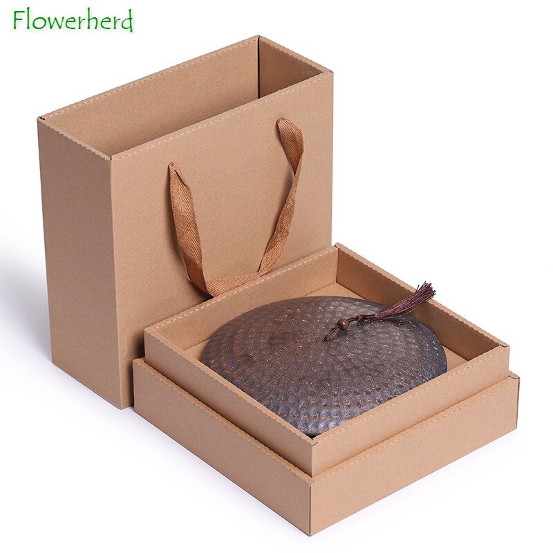 Large Hammered Ceramic Tea Caddy Pu'er Tea Wake Up Tea Pot Teaware Kung Fu Tea Set Coarse Pottery Tea Package Gift Box Storage
