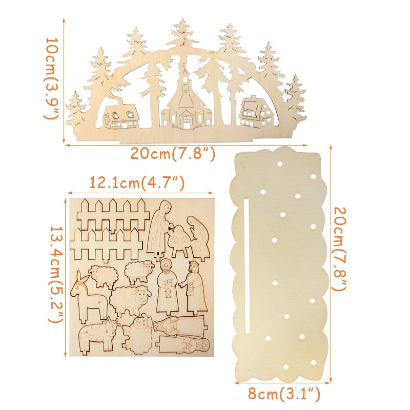 Natal Kayu Diy Hiasan Desktop Kayu Dekorasi Natal Untuk Rumah Natal Krest Navidad 2021 Kerajinan Kayu untuk Xmas Tahun Baru