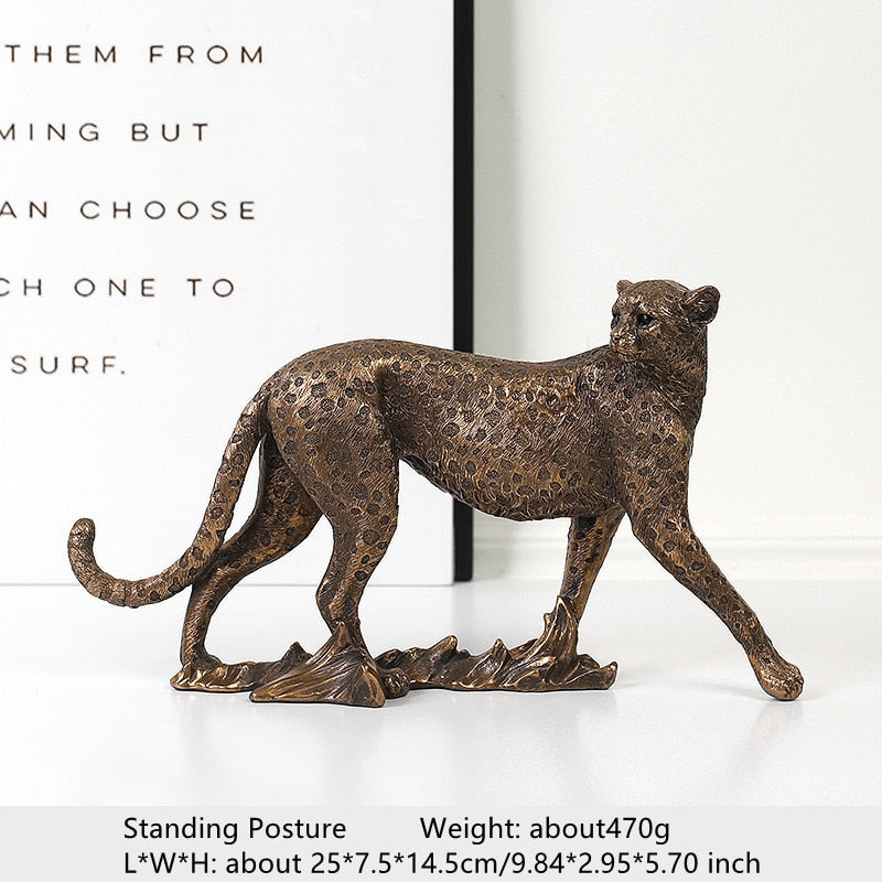 Leopard harts Staty African Animal Model Sculpture Home Office Bord skrivbordsdekor cheetah handgjorda dekorativ konstsamling