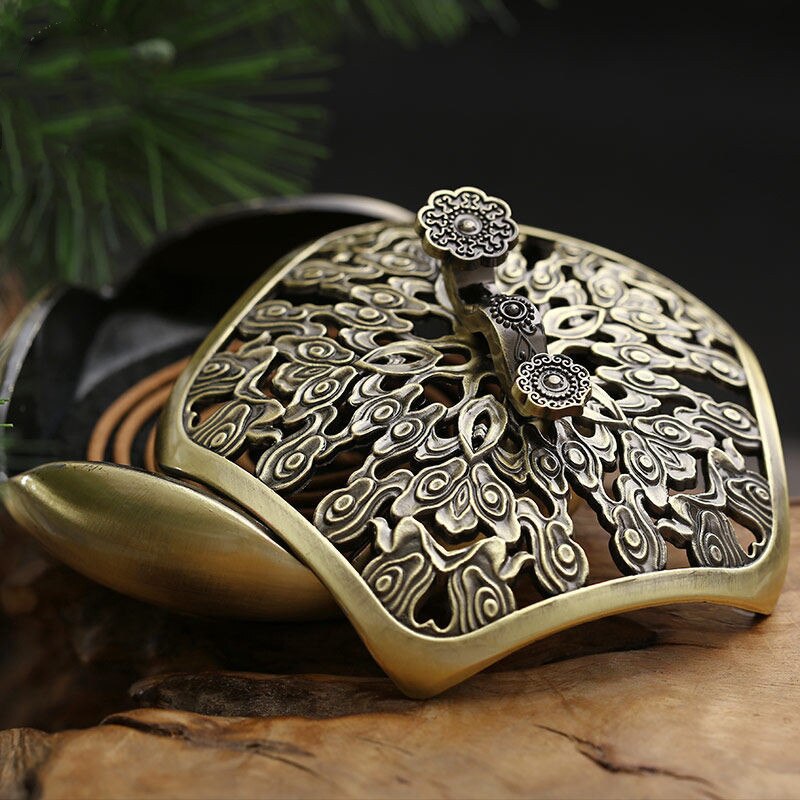 1pc 섬세한 청동 Ruyi 플레이트 구리 향이 버너 스틱 홀더 젠 가든 사원 스튜디오 홈 장식 편안함 향 버너