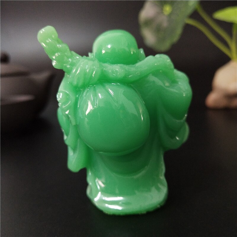 輝く中国のお金笑い仏像の彫刻人工ジェイドストーンホームデコレーションマトレヤ仏像の置物