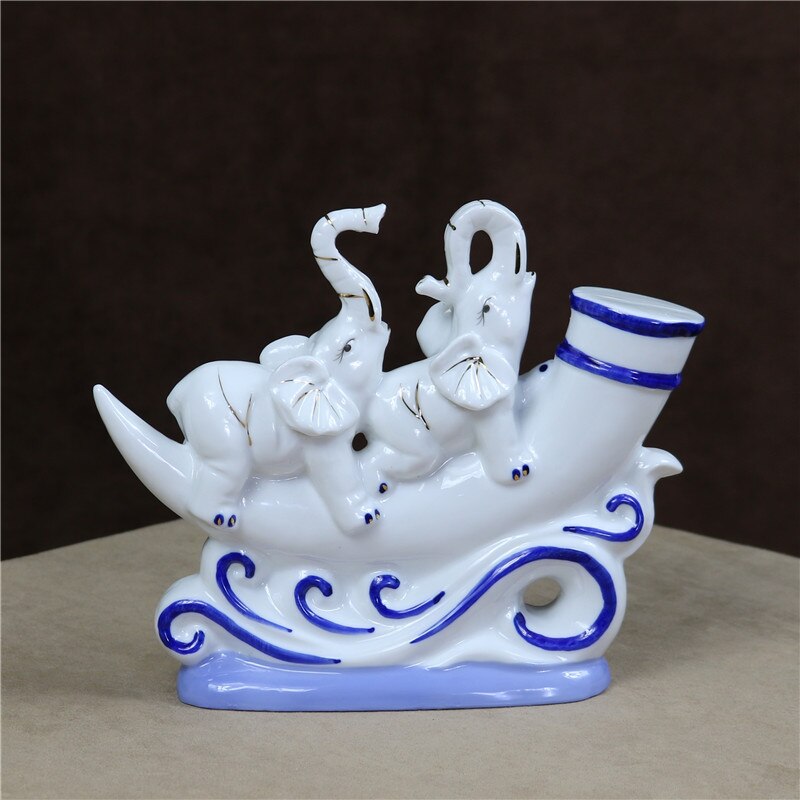 Porslinresa elefant skulptur keramisk äventyr par elefant staty rum dekor elfenben present hantverk tillbehör möbler