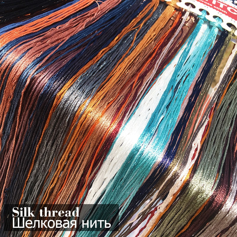 Bordir diy gaya Cina lotus/chrysanthemum/fish/crane pola cetak kit cross jahitan benang needlework set dekorasi rumah