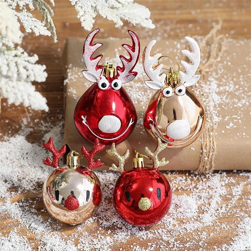 2pcs Elk Christmas Balls Ornaments Xmas Tree Hanging Bauble Pendant Christmas Decorations for Home New Year Party Navidad 2022