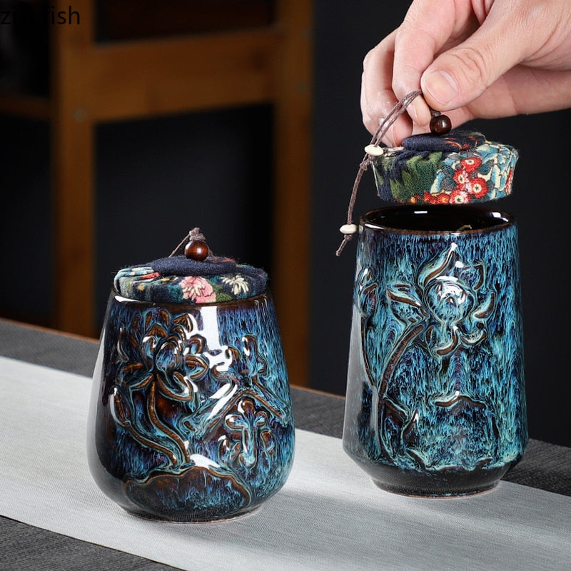 Keramik-Teedose, versiegeltes Glas, kleine Teebox, tragbare Teedose, Vorratsbehälter, Süßigkeitengläser, Lebensmittelbehälter, Tee-Organizer, dekoratives Glas