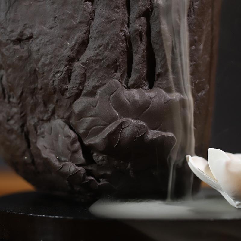 بوذا النحت ارتجاعي مبخرة الدخان شلال السيراميك البخور حامل العصي مع 20 قطعة المخاريط 30 قطعة عصا الحلي